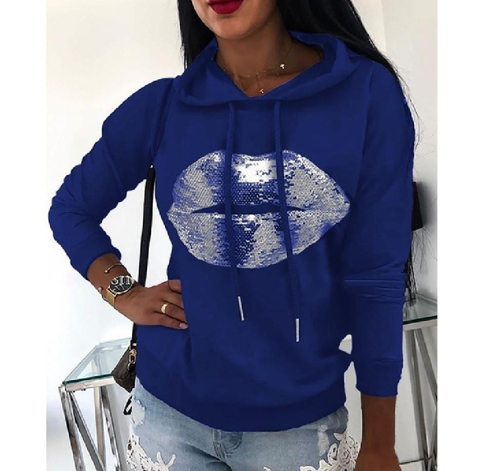 Nuevo labio impresión sudadera con capucha suelta - MXbueno