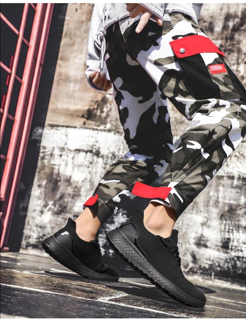 Zapatillas de deporte ligeras con cordones de tela de punto gratis para hombre - MXbueno