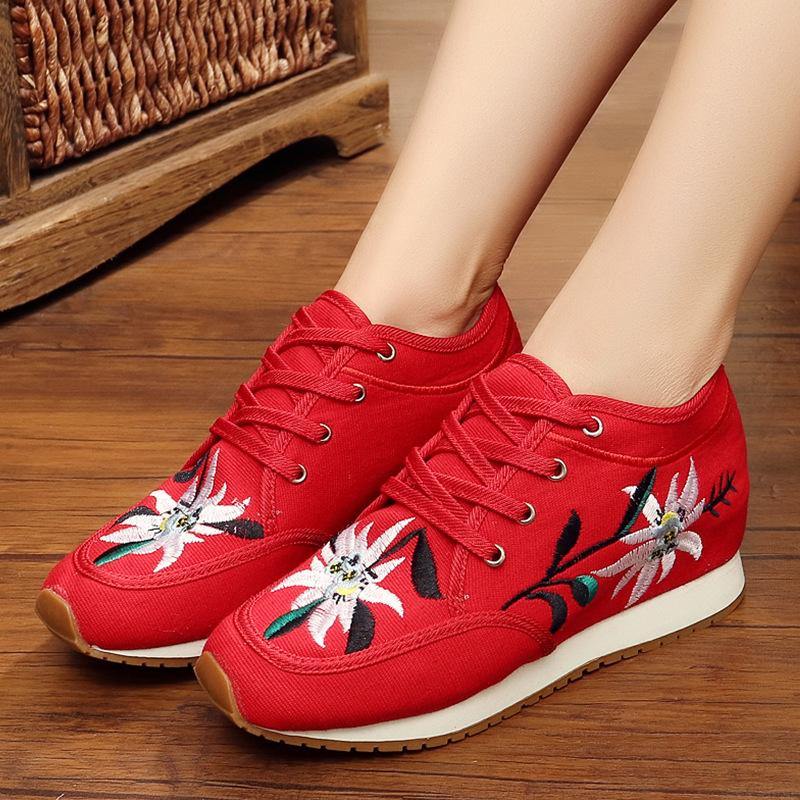 Zapatos casuales con patrón de flores con aumento del tacón - MXbueno