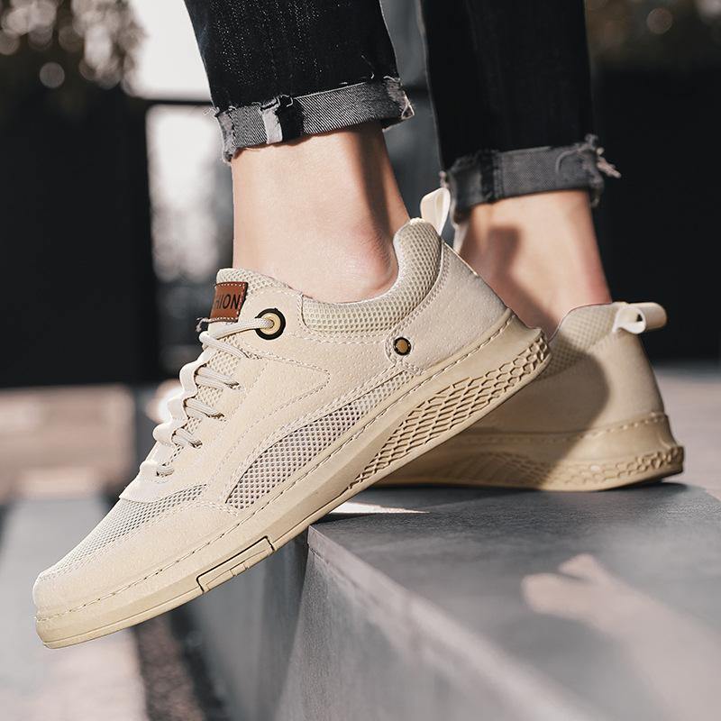 Zapatos casuales transpirables antideslizantes de empalme de tela PU para hombres - MXbueno