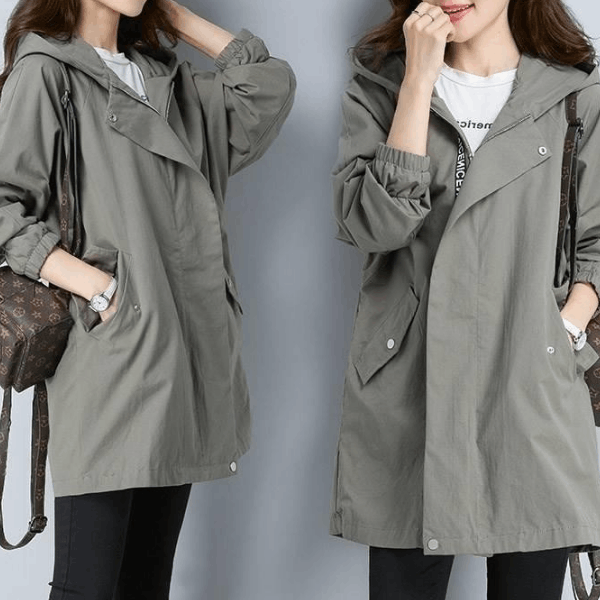 Cortavientos Informal Con Capucha Para Mujer