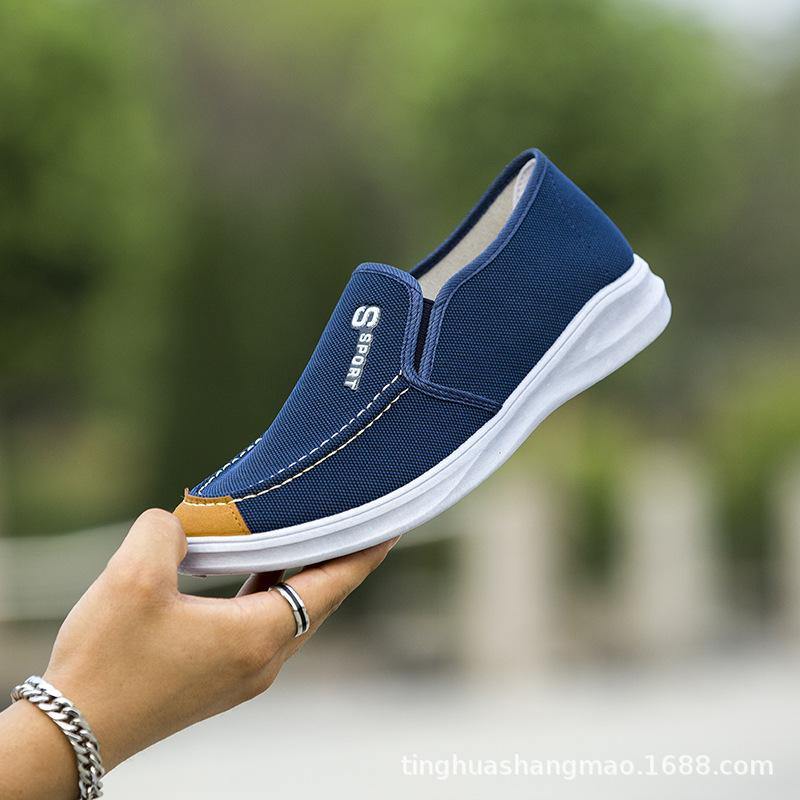 Hombres lavados lienzo transpirable cómodo resbalón portátil en zapatos casuales - MXbueno