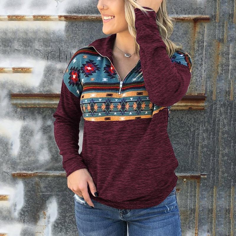 Camiseta de manga larga con estampado geométrico - MXbueno