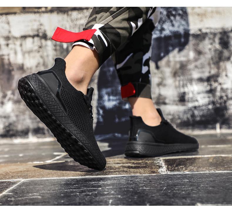 Zapatillas de deporte ligeras con cordones de tela de punto gratis para hombre - MXbueno