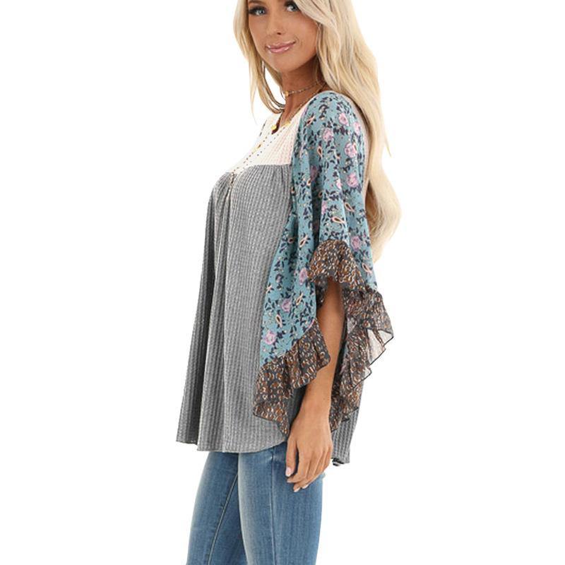 Vestido a color estampado de manga de murciélago para mujer - MXbueno