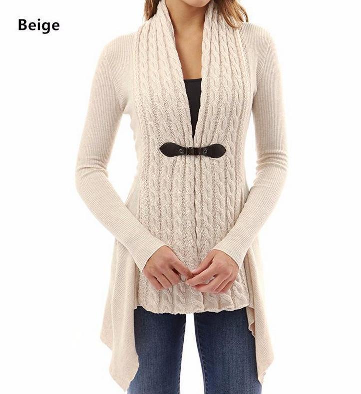 Cárdigan de dobladillo irregular de punto de cable - MXbueno