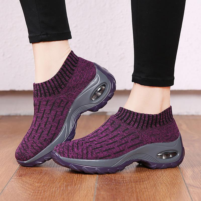 Mujer Malla acolchada de punto transpirable Slip Om Plataforma Zapatos deportivos casuales - MXbueno