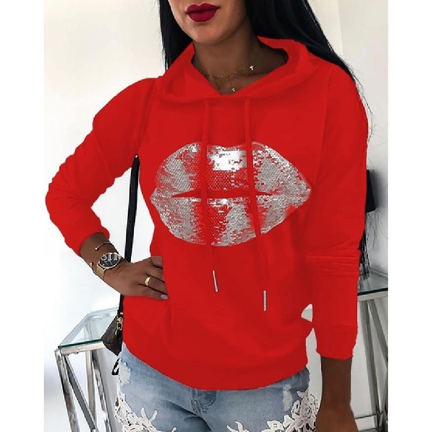 Nuevo labio impresión sudadera con capucha suelta - MXbueno