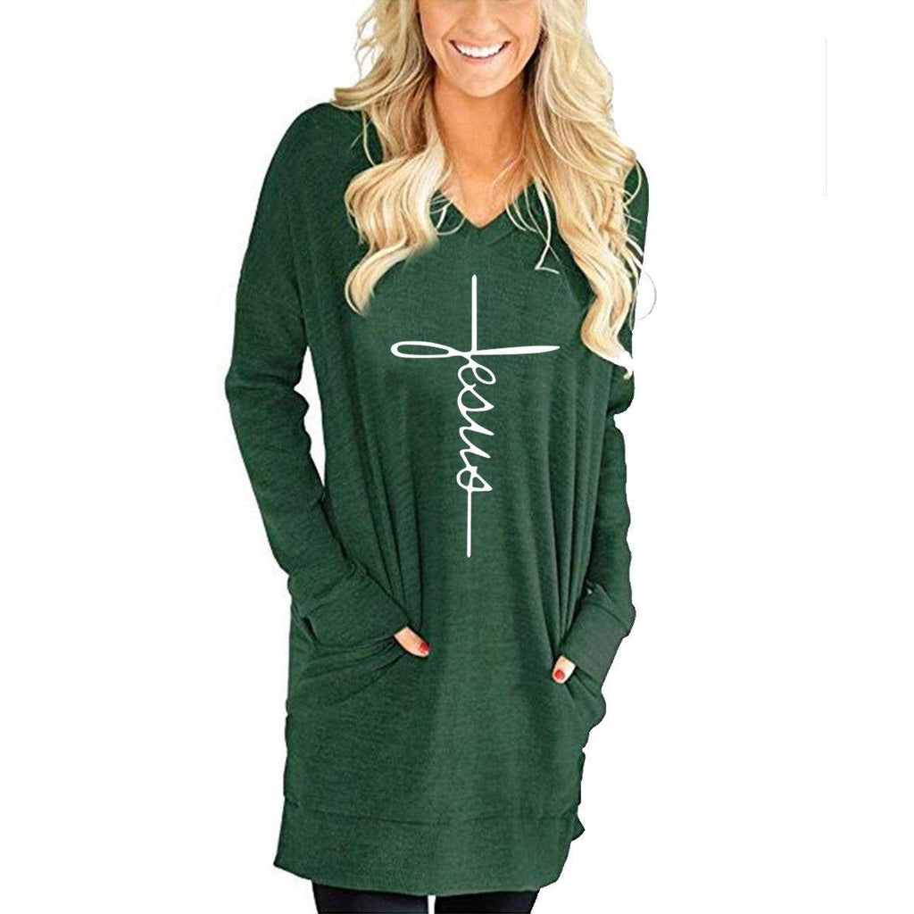 Nueva camiseta de bolsillo de cuello en V de manga suelta para mujer - MXbueno