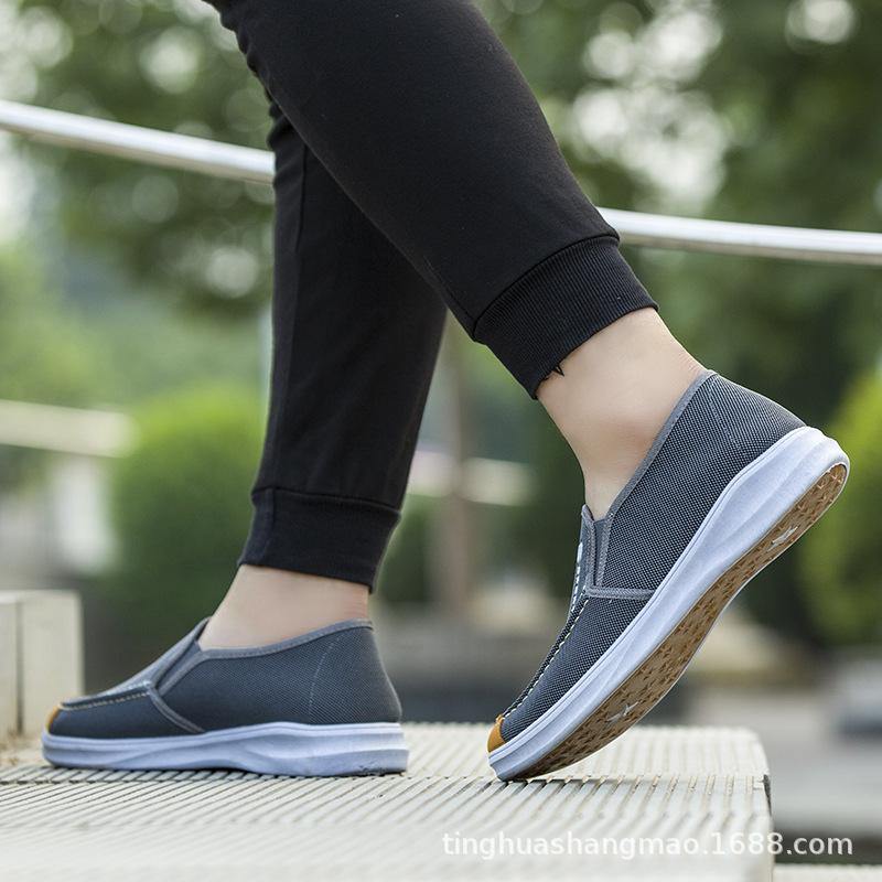 Hombres lavados lienzo transpirable cómodo resbalón portátil en zapatos casuales - MXbueno