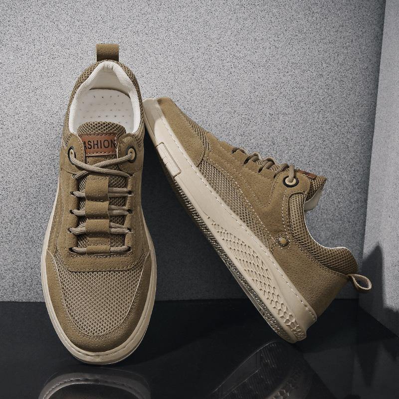 Zapatos casuales transpirables antideslizantes de empalme de tela PU para hombres - MXbueno