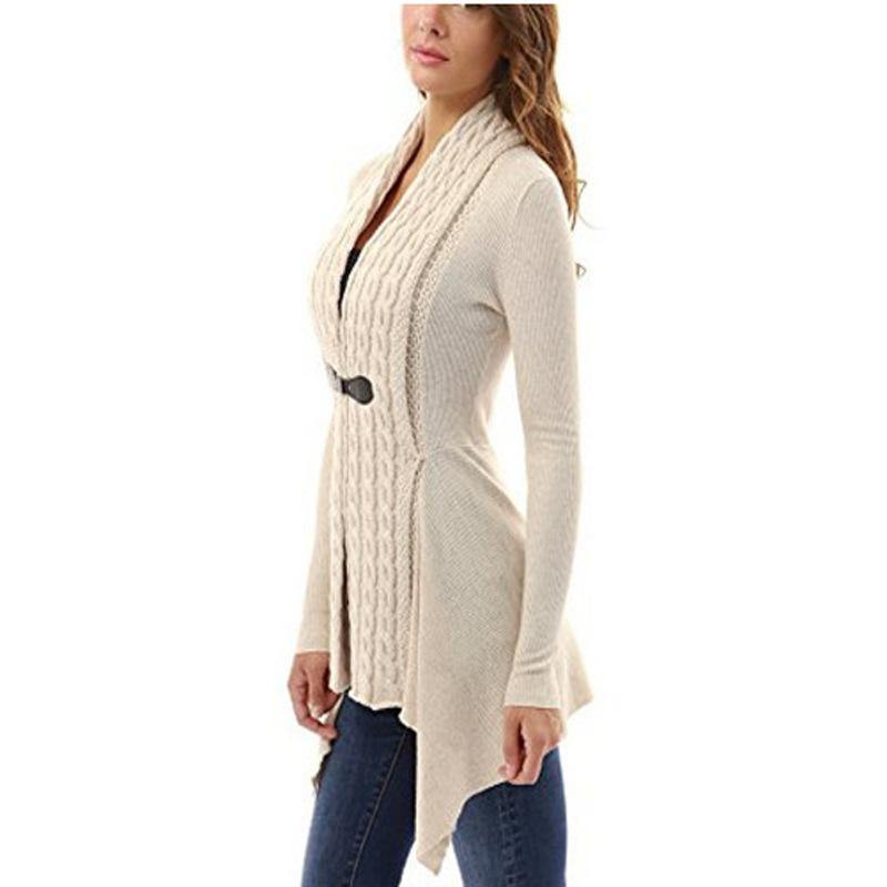 Cárdigan de dobladillo irregular de punto de cable - MXbueno