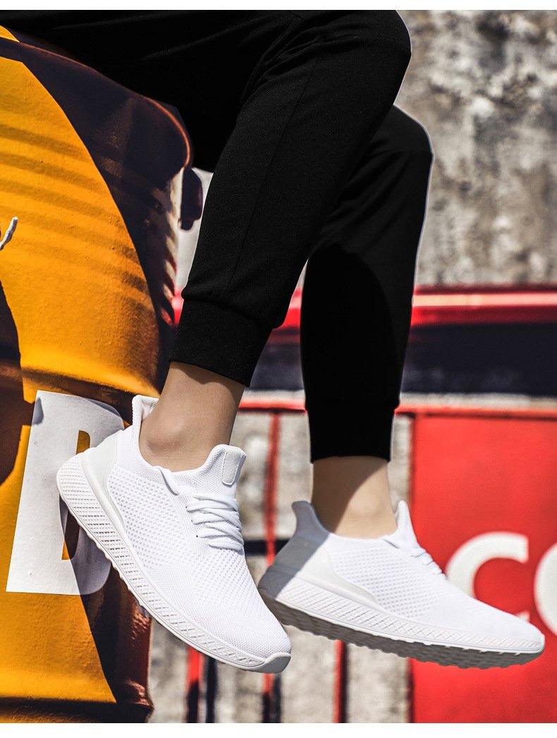 Zapatillas de deporte ligeras con cordones de tela de punto gratis para hombre - MXbueno