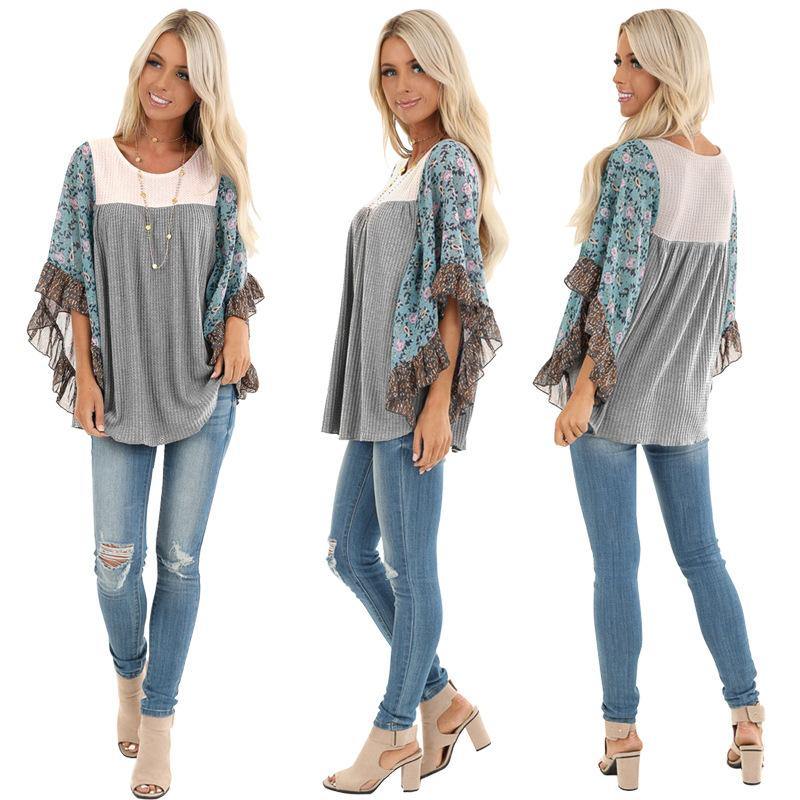 Vestido a color estampado de manga de murciélago para mujer - MXbueno