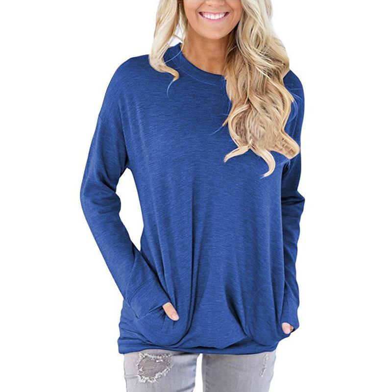 Ropa con bolsillo de cuello suelto manga larga para mujer - MXbueno