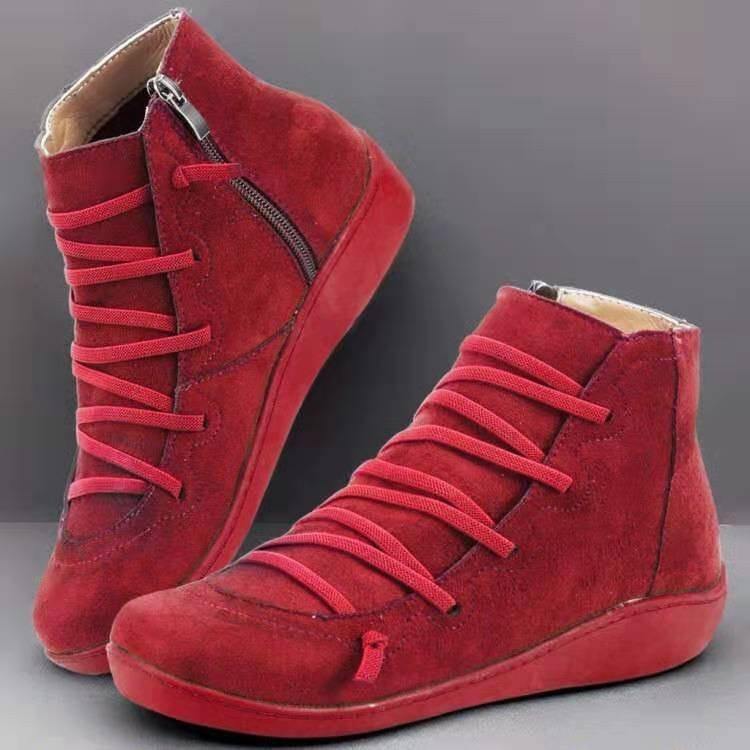 Gran tamaño en el tobillo plano informal con cremallera lateral Botas - MXbueno