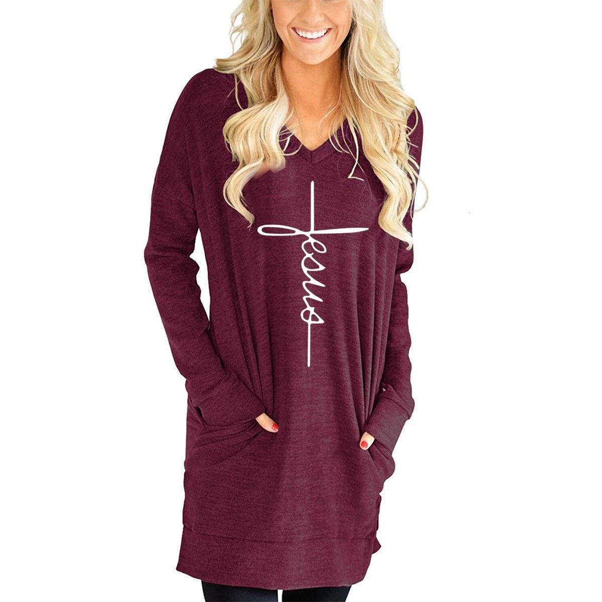 Nueva camiseta de bolsillo de cuello en V de manga suelta para mujer - MXbueno