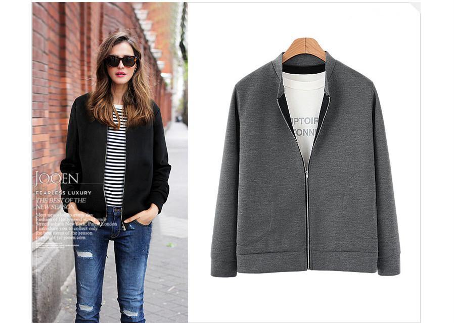 La chaqueta de nuevo bolsillo de cuello holgado con cremallera - MXbueno