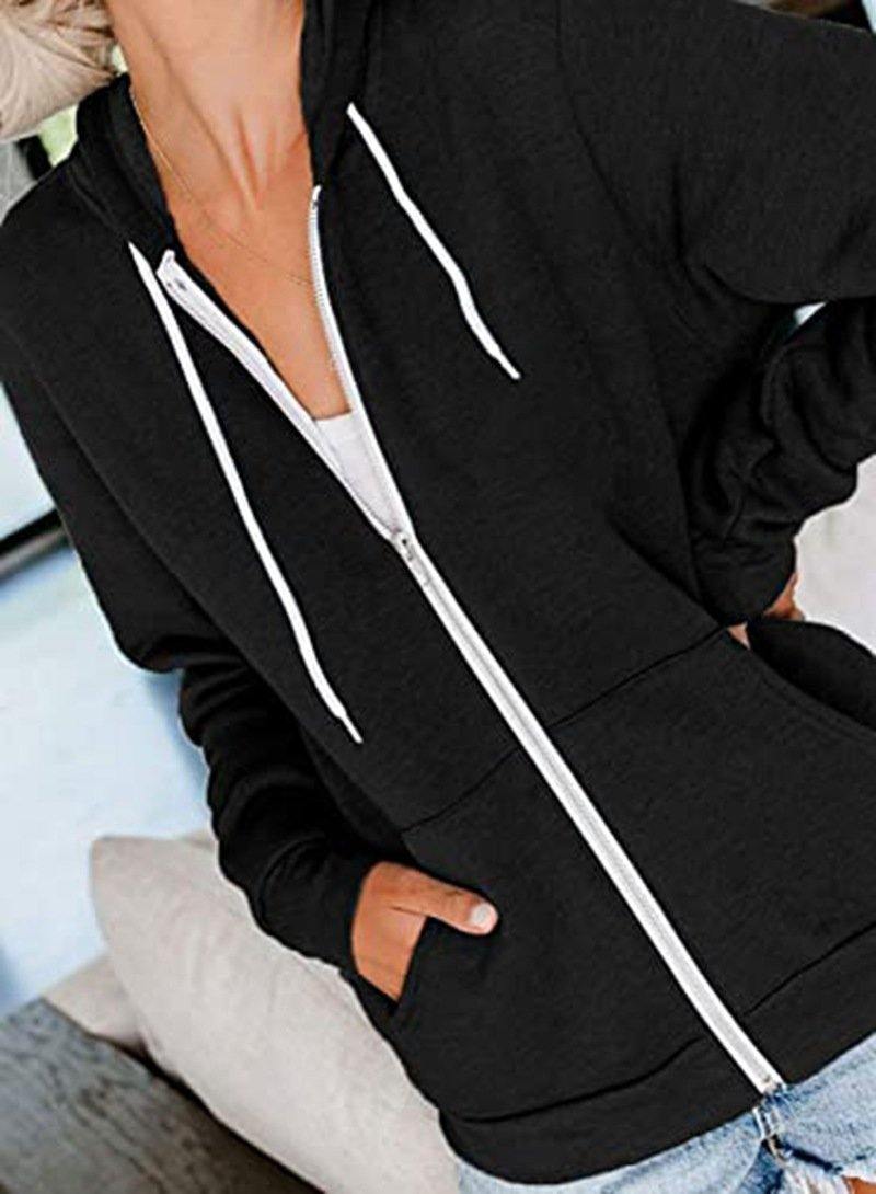 Sudadera con bolsillo de color sólido para mujeres - MXbueno