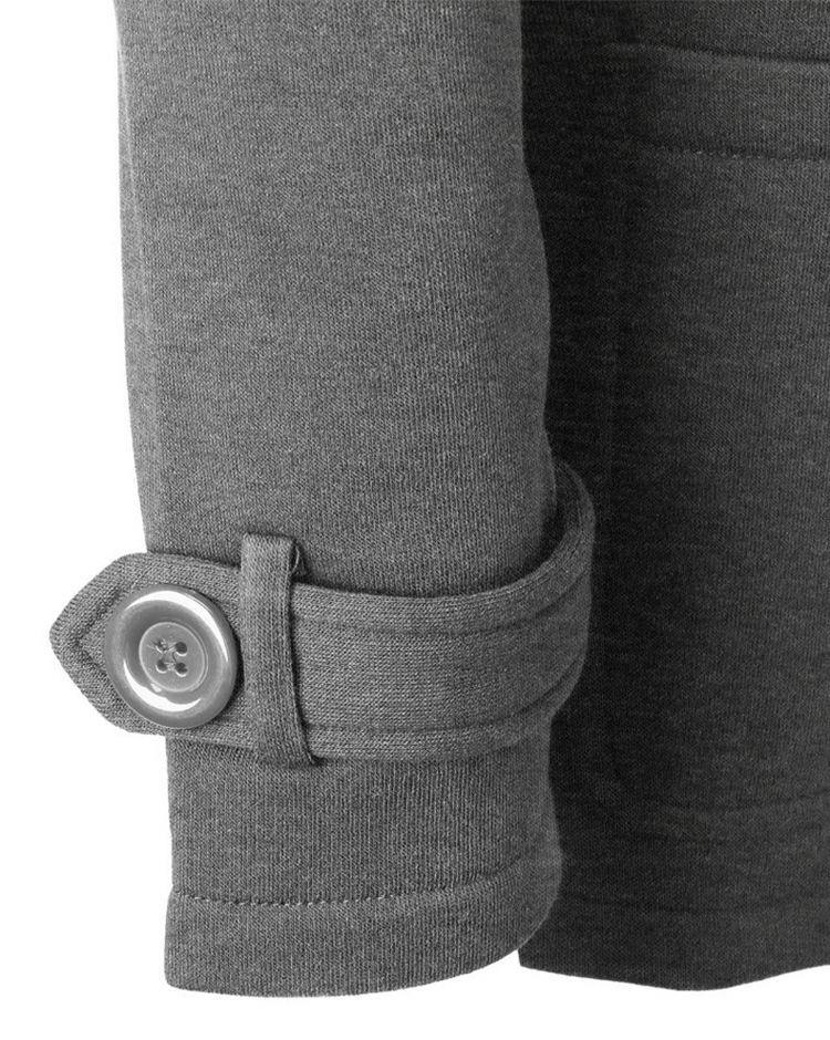 ¡GRAN OFERTA DE SÓLO ESTA SEMANA!Chaqueta de manga larga con capucha de bolsillo con hebilla de cuerno para mujer - MXbueno