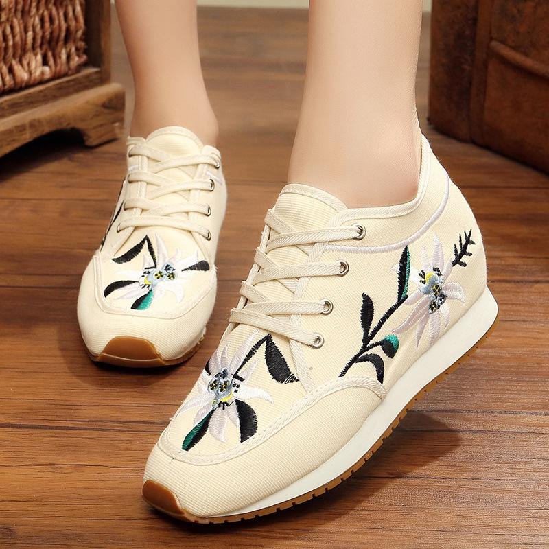 Zapatos casuales con patrón de flores con aumento del tacón - MXbueno