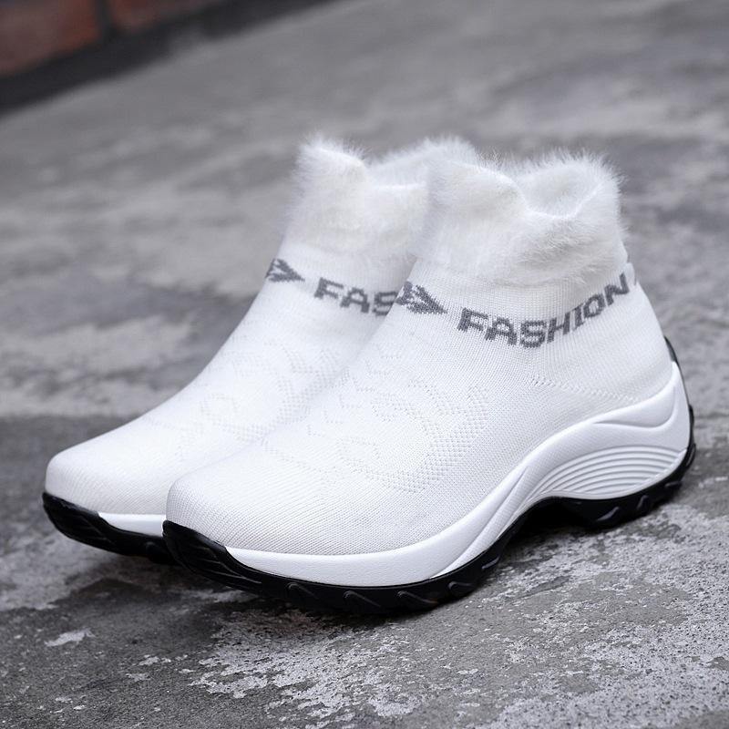 Tamaño grande Mujer Zapatos cómodos de plataforma con forro de piel de malla Casual Botas - MXbueno