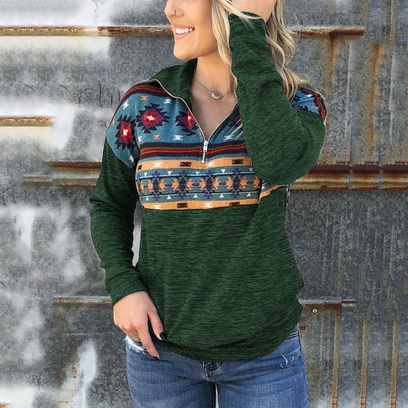 Camiseta de manga larga con estampado geométrico - MXbueno