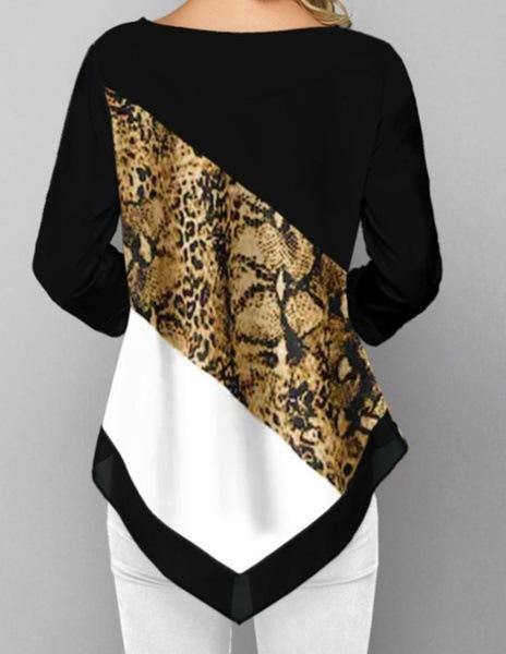 Camiseta con estampado irregular de manga larga - MXbueno