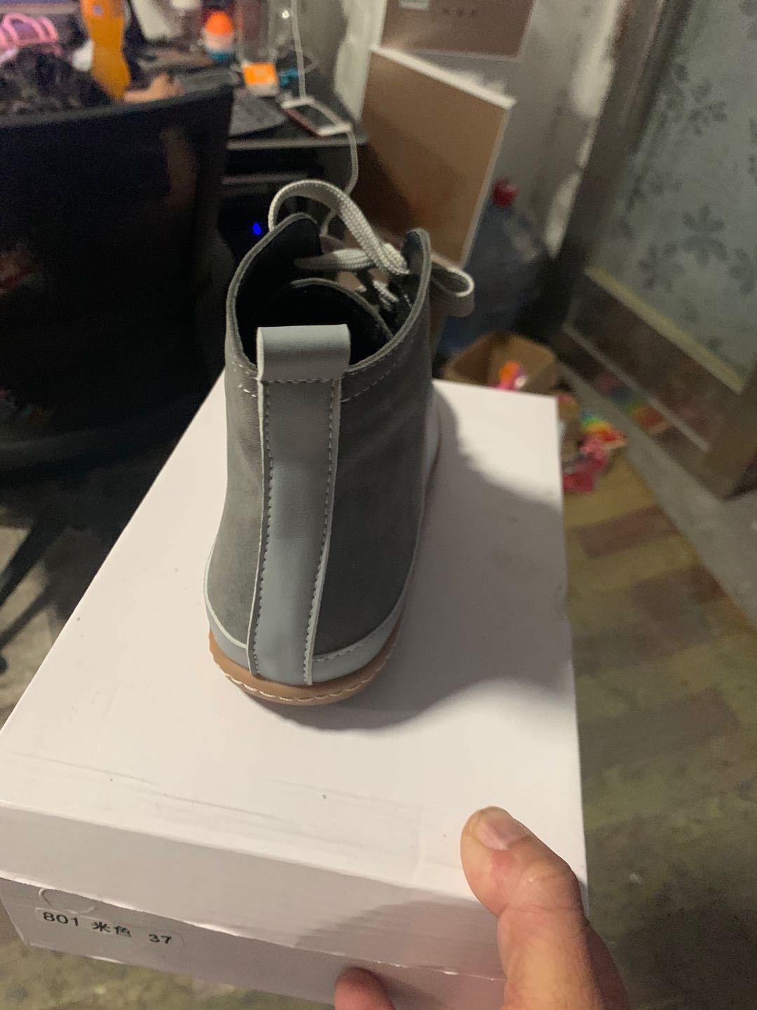 Mujer Plus Talla Punta redonda Cordones delanteros Antideslizantes Planos casuales Tobillo Botas - MXbueno