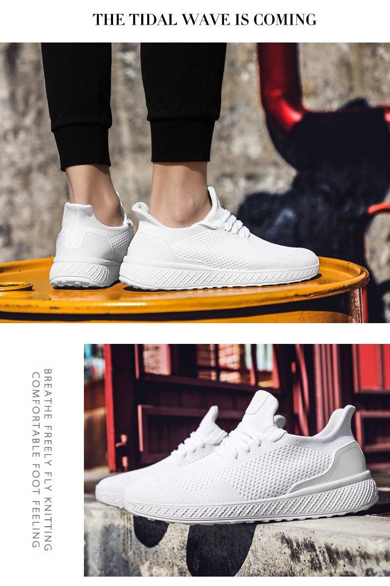 Zapatillas de deporte ligeras con cordones de tela de punto gratis para hombre - MXbueno