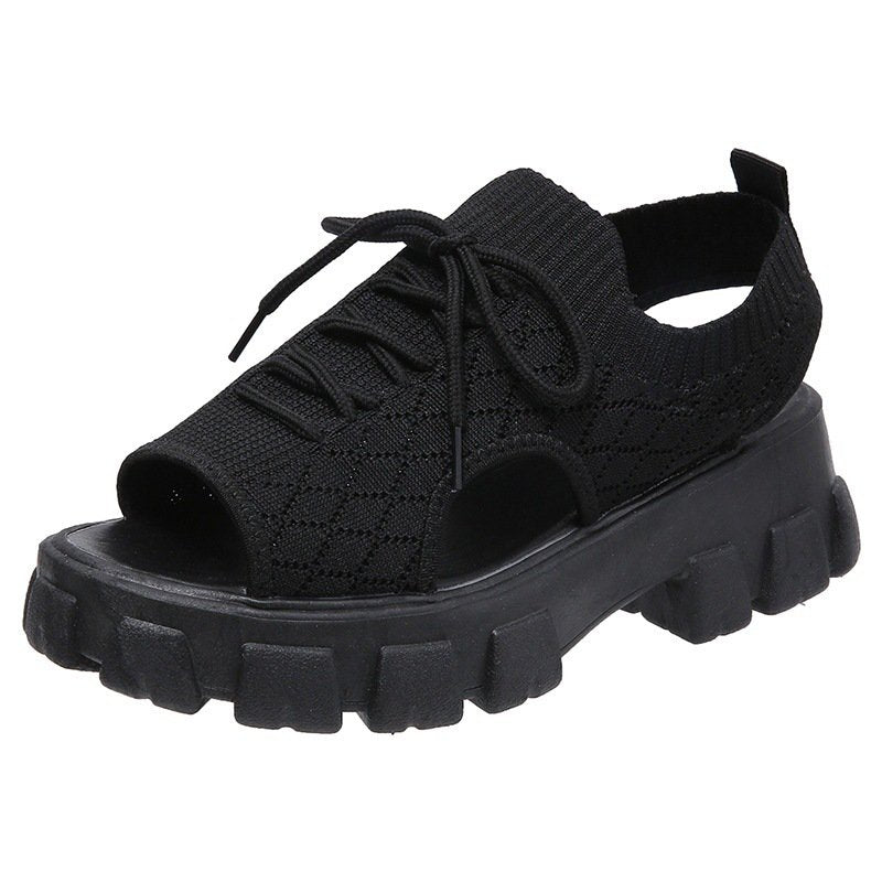 [W-Zapato] Zapatos Casuales Flyknit De Suela Gruesa De Moda