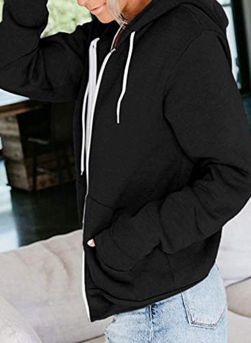 Sudadera con bolsillo de color sólido para mujeres - MXbueno