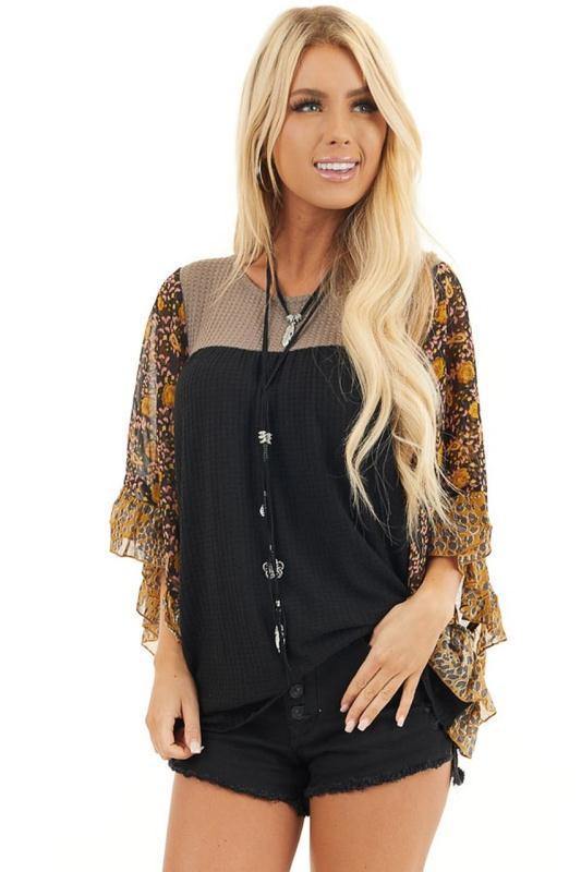 Vestido a color estampado de manga de murciélago para mujer - MXbueno