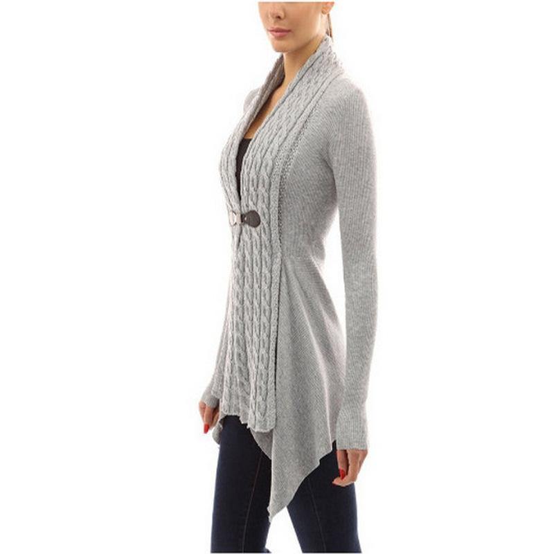 Cárdigan de dobladillo irregular de punto de cable - MXbueno