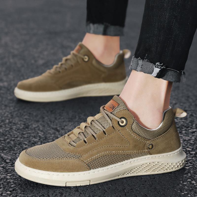 Zapatos casuales transpirables antideslizantes de empalme de tela PU para hombres - MXbueno