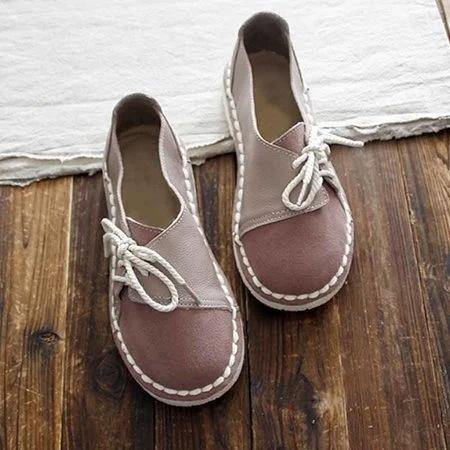 Tamaño grande Mujer Casual Soft Mocasines planos con cordones empalmes - MXbueno