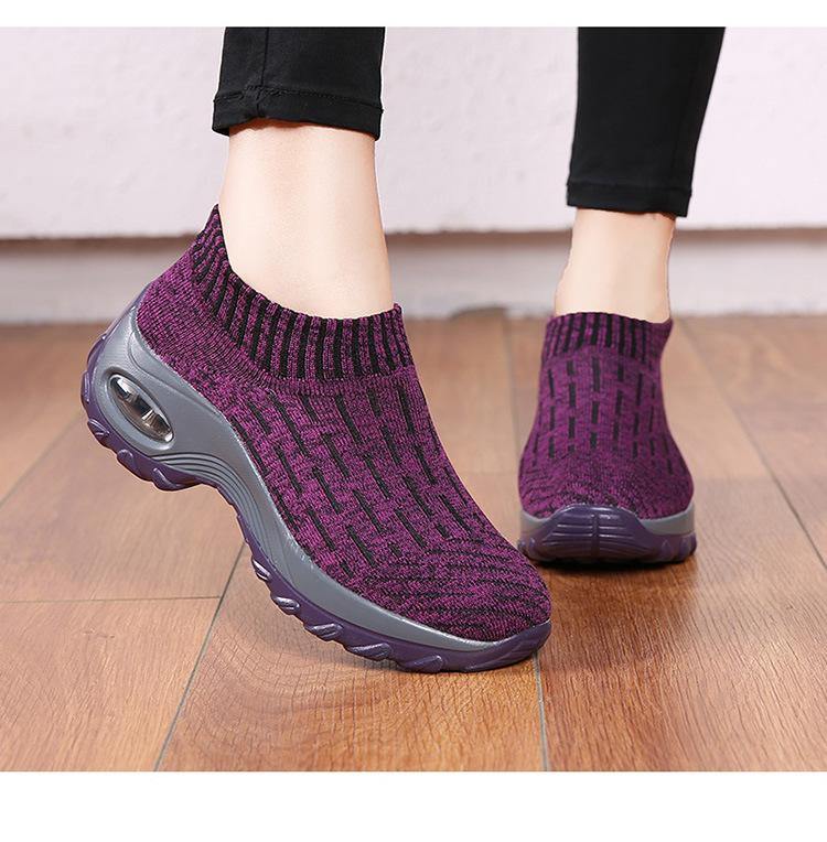 Mujer Malla acolchada de punto transpirable Slip Om Plataforma Zapatos deportivos casuales - MXbueno