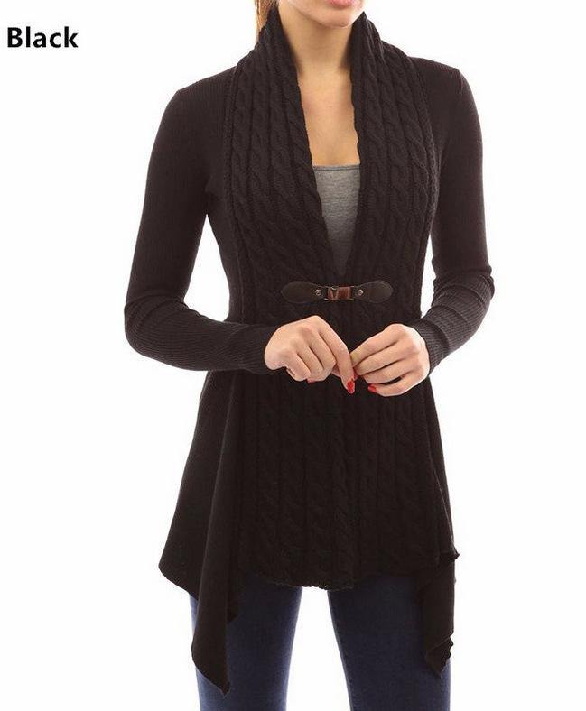 Cárdigan de dobladillo irregular de punto de cable - MXbueno