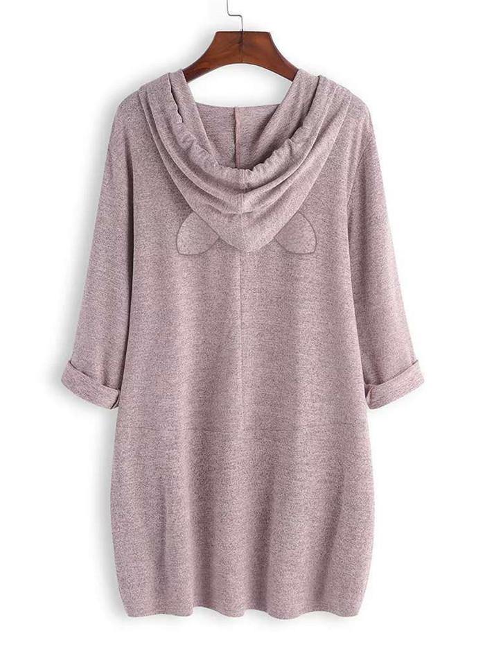 SUDADERA CON CAPUCHA DE GRAN TAMAÑO CON OREJAS DE GATO - MXbueno