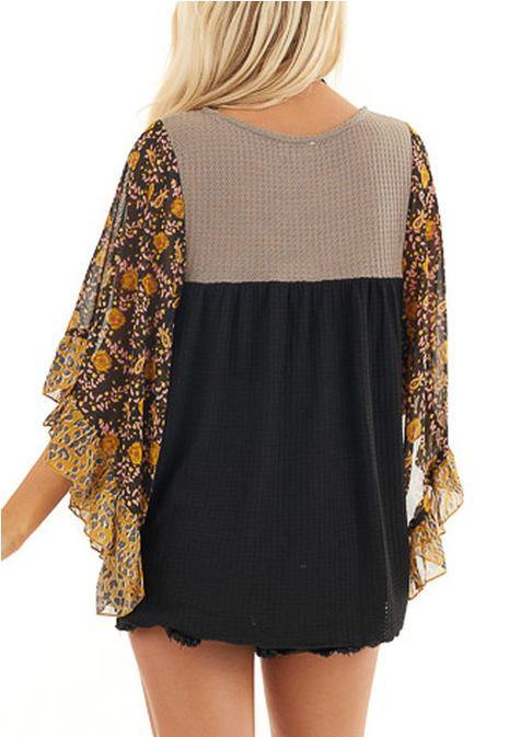 Vestido a color estampado de manga de murciélago para mujer - MXbueno