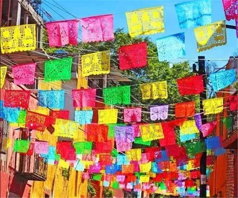 Guirnaldas de manta de fieltro con color multi para dias de los muertos - MXbueno
