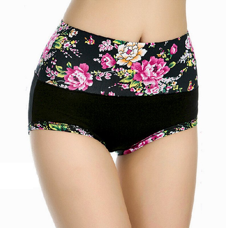 [6 PCS] Bragas Estampadas De Flores De Cintura Alta De Talla Grande