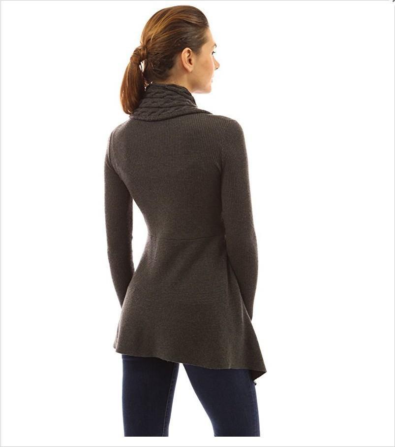 Cárdigan de dobladillo irregular de punto de cable - MXbueno