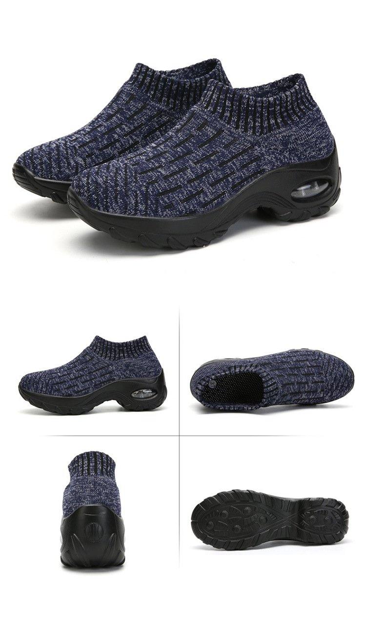 Mujer Malla acolchada de punto transpirable Slip Om Plataforma Zapatos deportivos casuales - MXbueno
