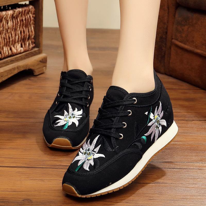 Zapatos casuales con patrón de flores con aumento del tacón - MXbueno