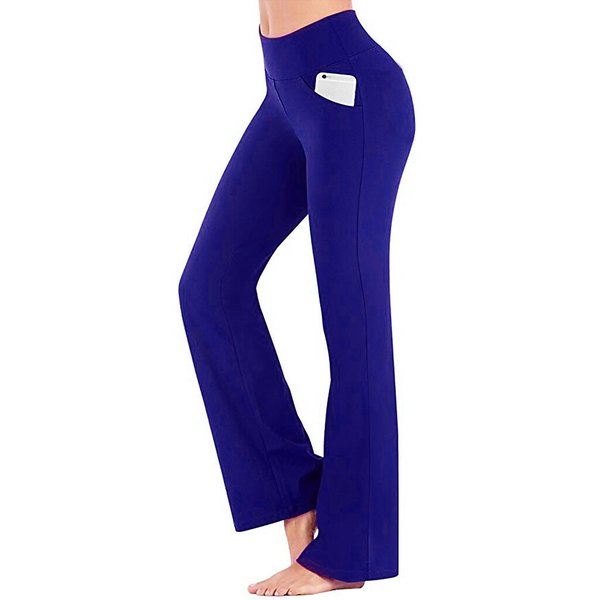 [W-Ropa] Pantalones De Yoga De Cintura Alta Para Mujer Pantalones Acampanados Con Control Del Vientre Estiramiento De Secado Rápido