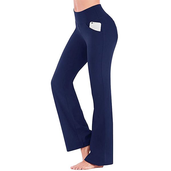 [W-Ropa] Pantalones De Yoga De Cintura Alta Para Mujer Pantalones Acampanados Con Control Del Vientre Estiramiento De Secado Rápido