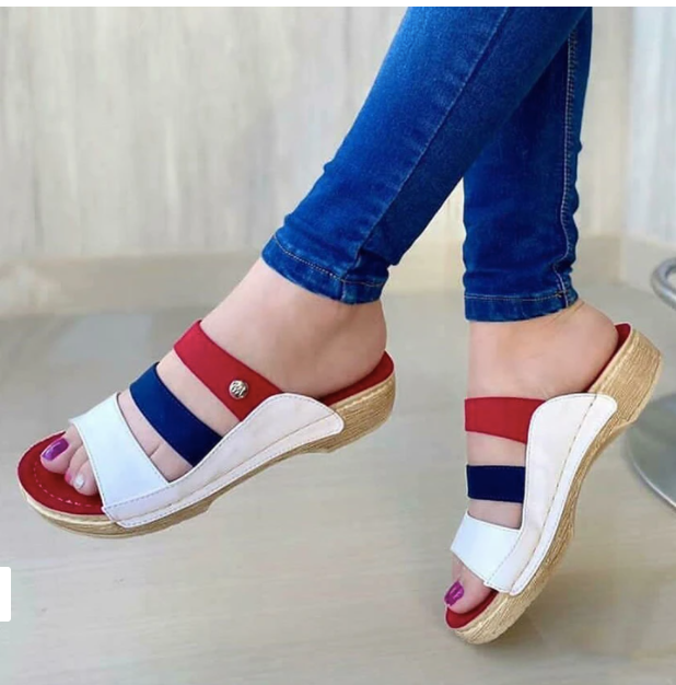 Pantuflas cómodas en bloque de color con cuña para mujer