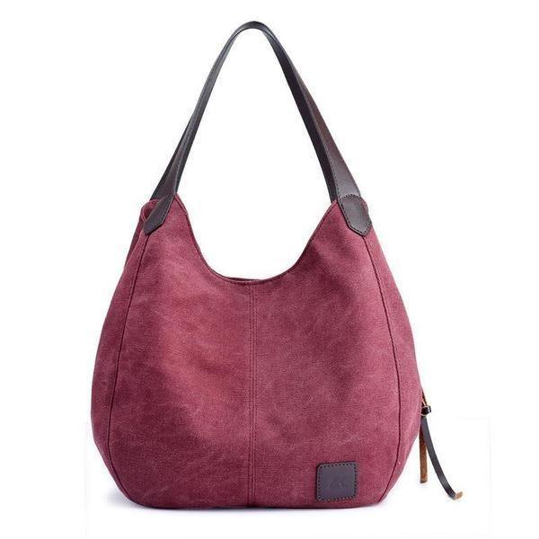 BOLSO DE HOMBRO DE LONA CON COMPARTIMENTOS TRIPLES - MXbueno