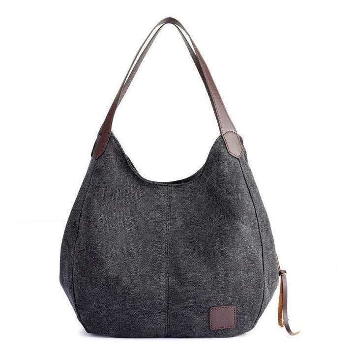 BOLSO DE HOMBRO DE LONA CON COMPARTIMENTOS TRIPLES - MXbueno